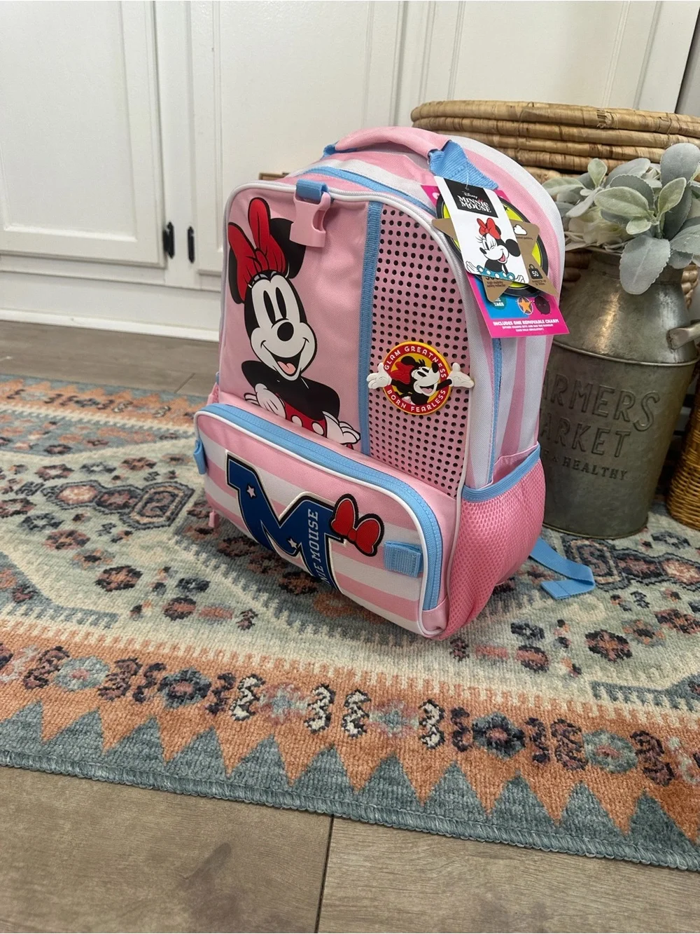 New Bio World Disney Minnie Mouse Large Book bag Pink Kids School Large Backpack